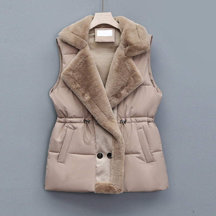 Adelaide quilted gilet with faux fur collar
