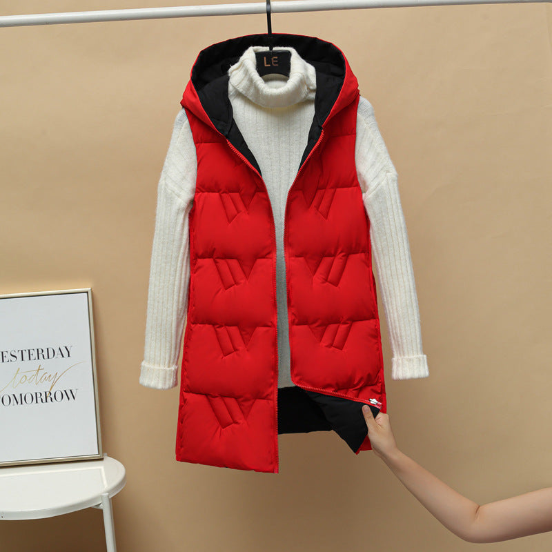 Lamorna long quilted hooded gilet with zip front – image 7