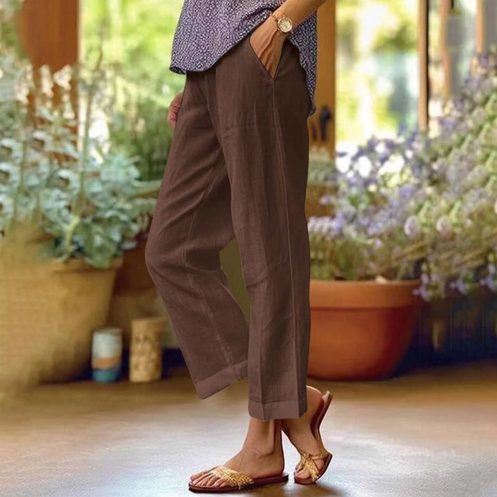 Adriana Elegant Cropped Straight Leg Linen Look Trousers - image 17