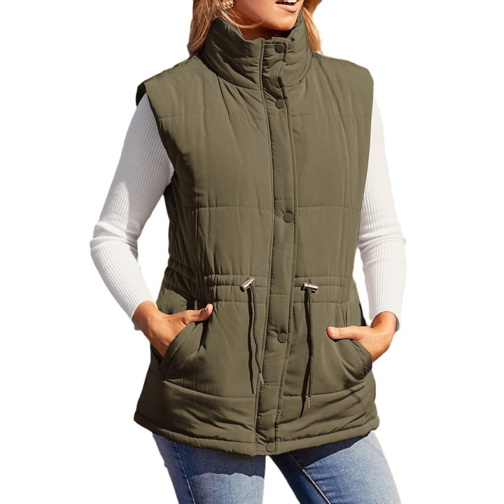 Rosenwyn high collar quilted gilet with drawstring waist – image 2