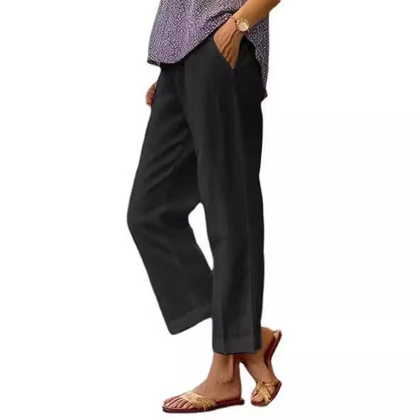 Adriana Elegant Cropped Straight Leg Linen Look Trousers - image 5