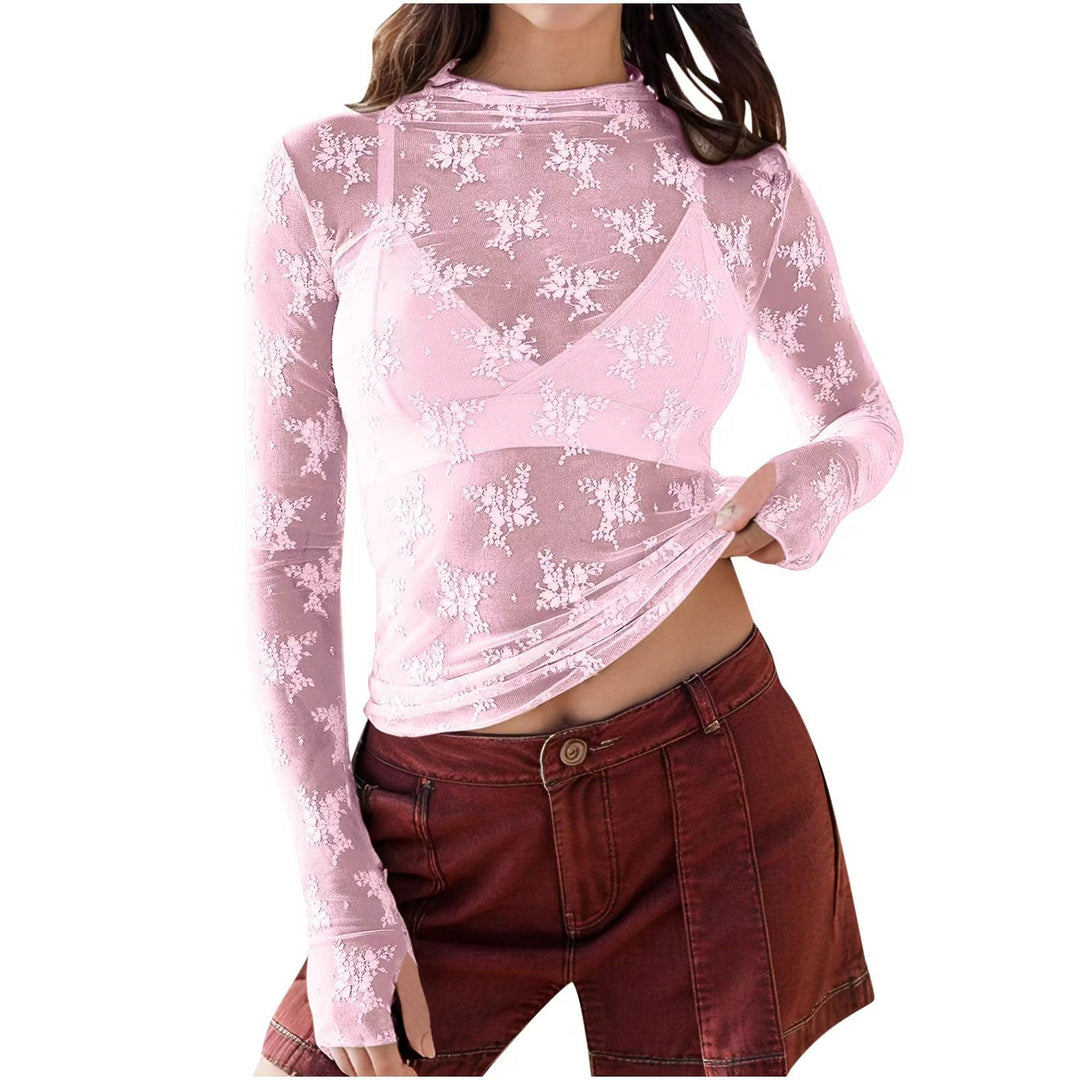 Sorcha Elegant Lace Mesh Long Sleeve Fitted Blouse - image 8