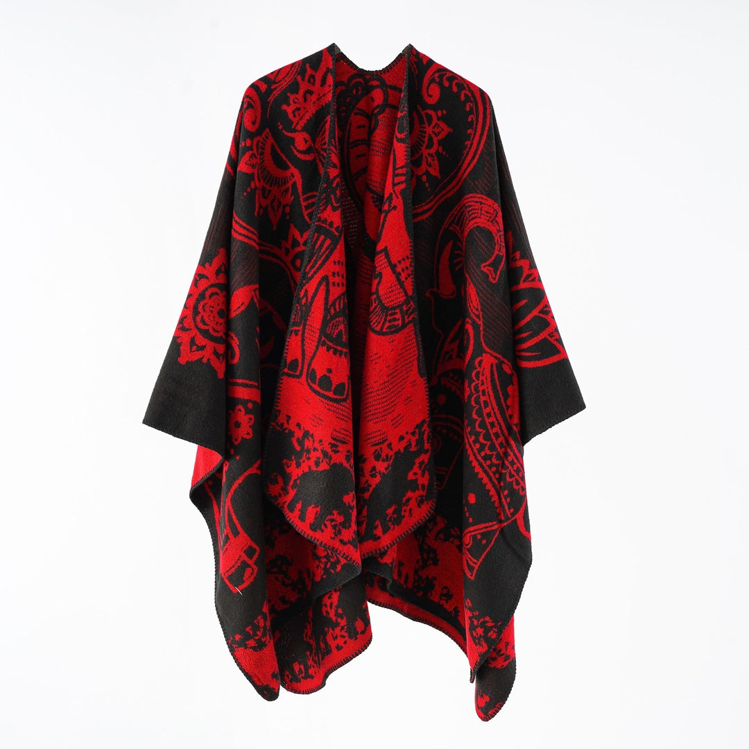 Ondine paisley knit poncho with open front – image 9