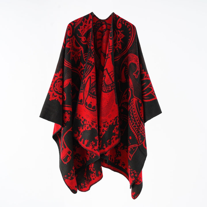 Ondine paisley knit poncho with open front – image 9