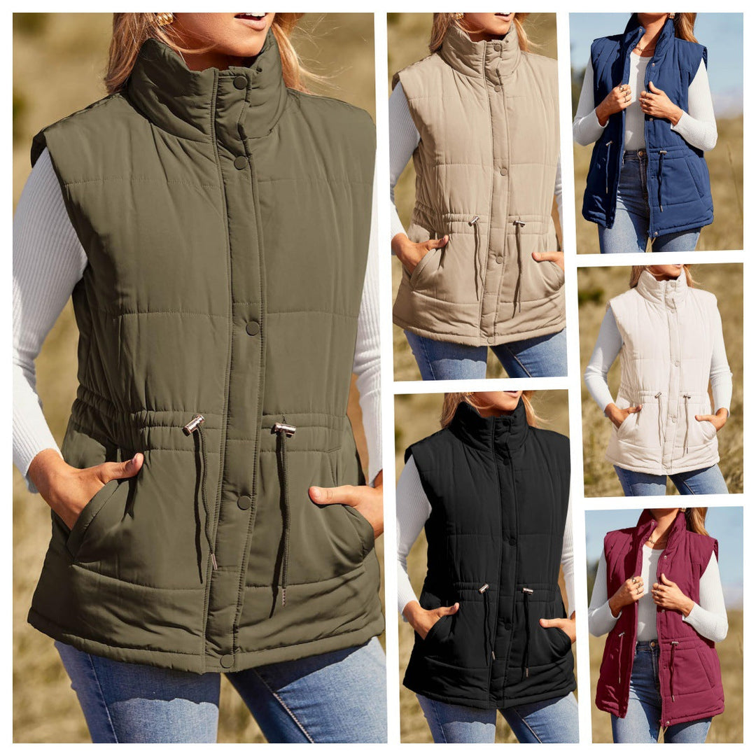 Rosenwyn high collar quilted gilet with drawstring waist