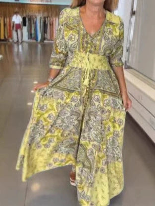 Meredith Elegant Printed A Line Maxi Dress - image 5
