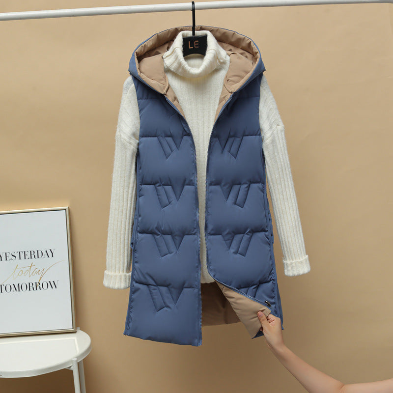 Lamorna long quilted hooded gilet with zip front – image 10