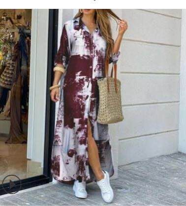 Malin floral shirt dress with side split – image 7