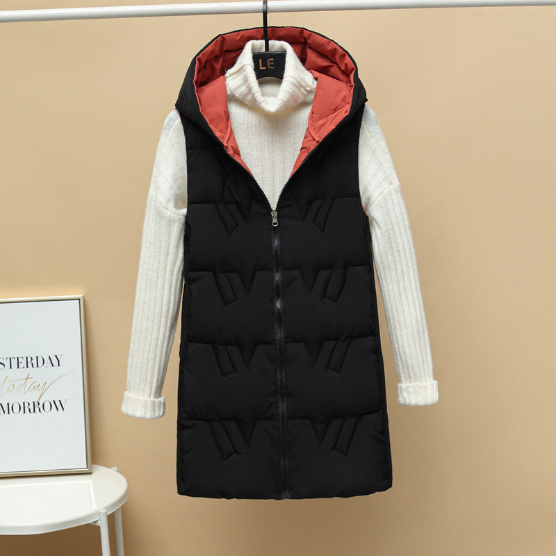Lamorna long quilted hooded gilet with zip front – image 6