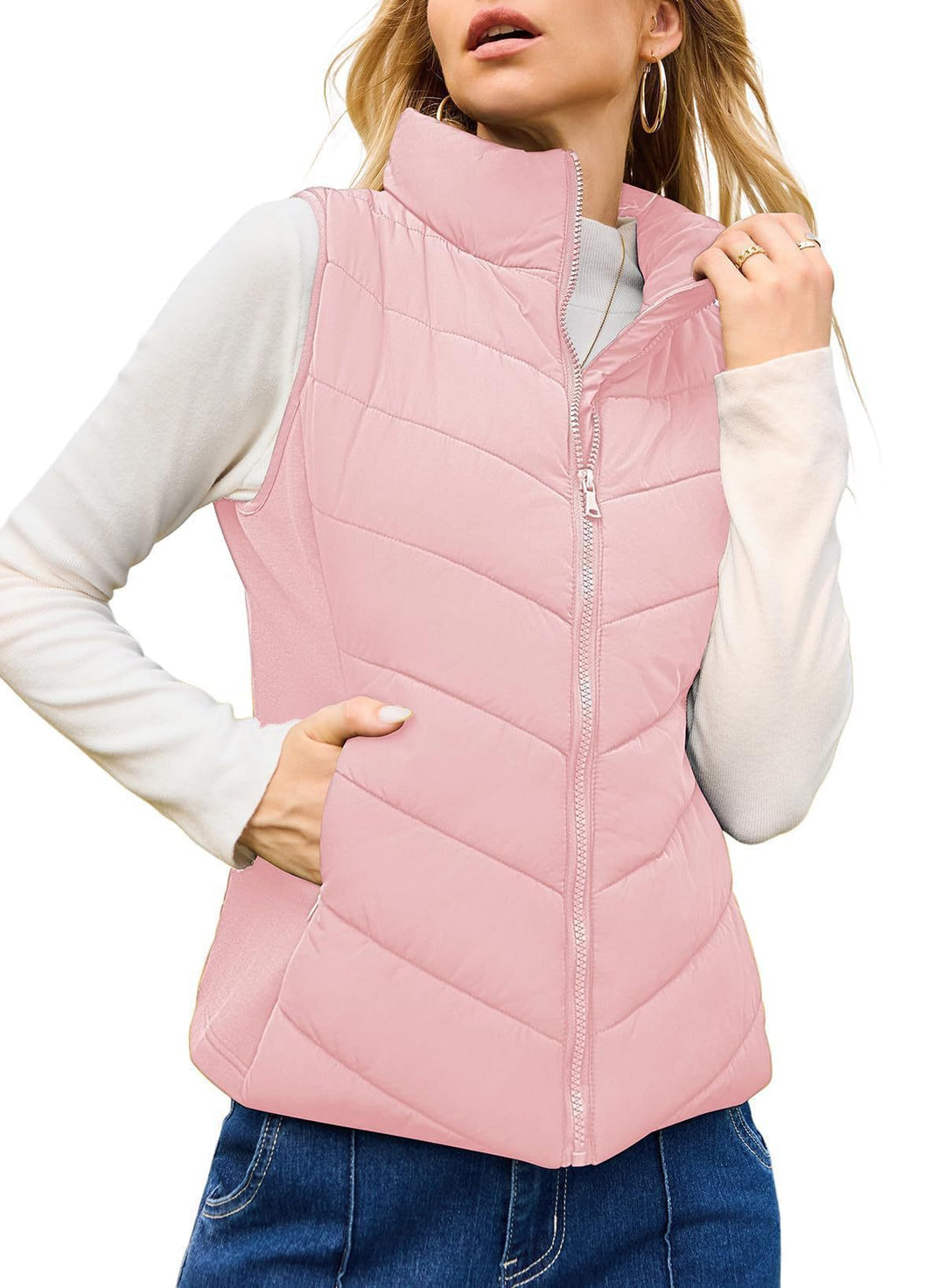 Liesl high collar quilted gilet – image 8