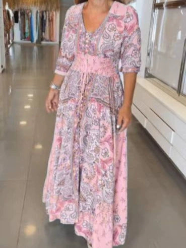 Meredith Elegant Printed A Line Maxi Dress - image 4