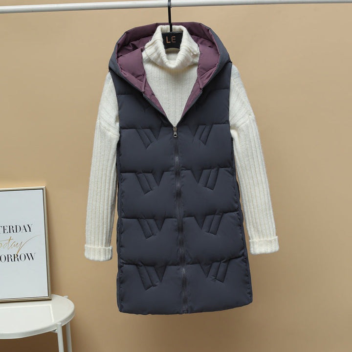 Lamorna long quilted hooded gilet with zip front – image 9