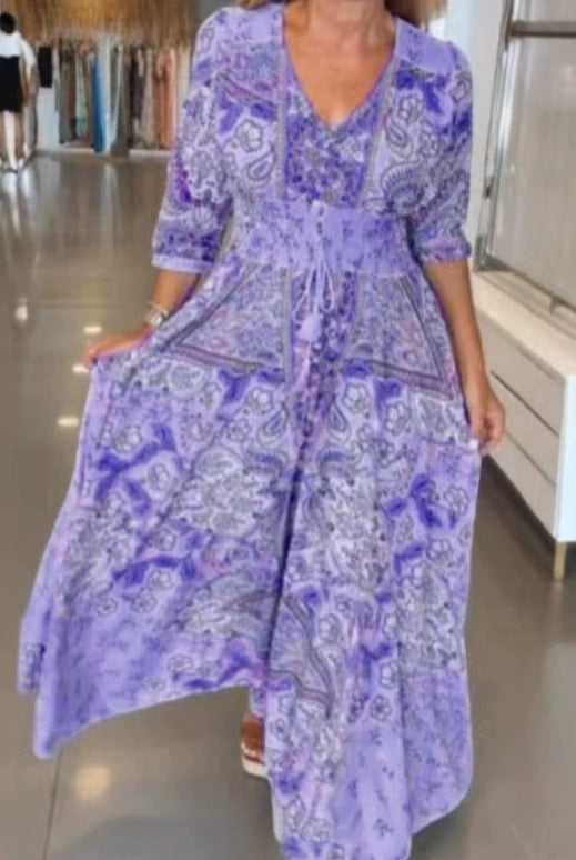 Meredith Elegant Printed A Line Maxi Dress - image 6