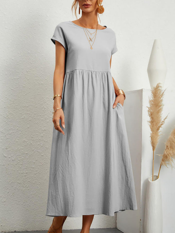 Isobel Elegant Gathered Waist Pleated Midi Dress - image 12