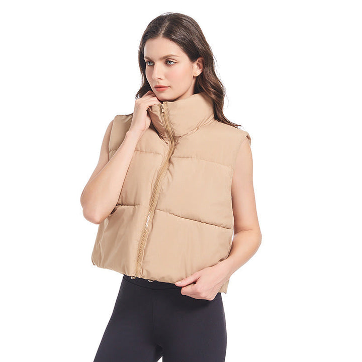Blythe lightweight gilet, high collar detail