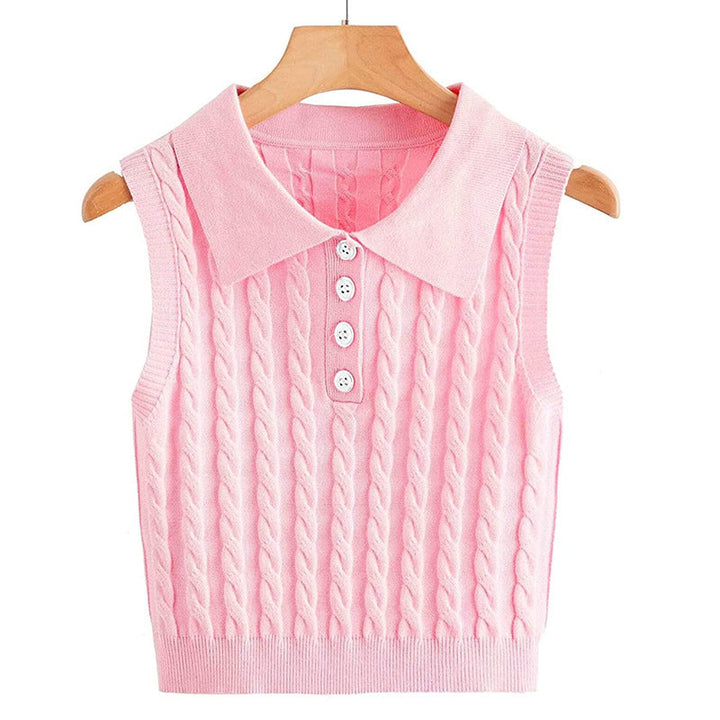 Mererid collared cable knit sweater vest – image 5