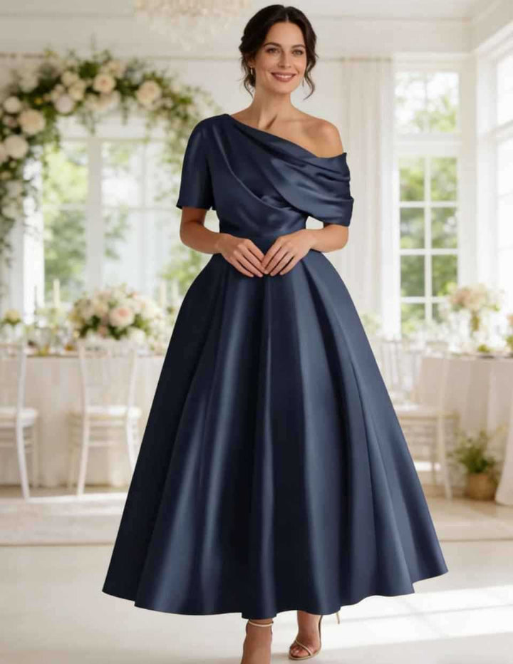 Freda Elegant Satin A Line Dress - image 2