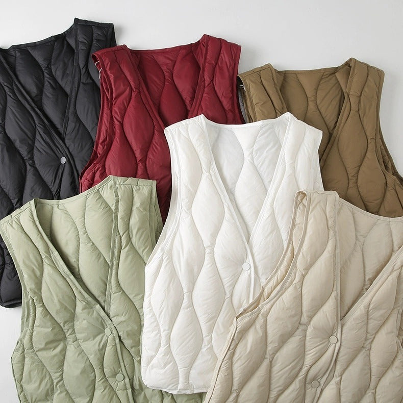 Ancilla long wave quilted gilet