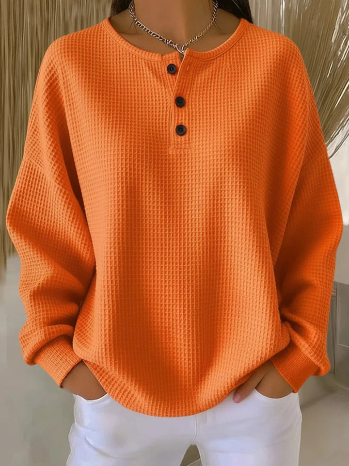 Birgit oversized waffle knit henley jumper – image 15