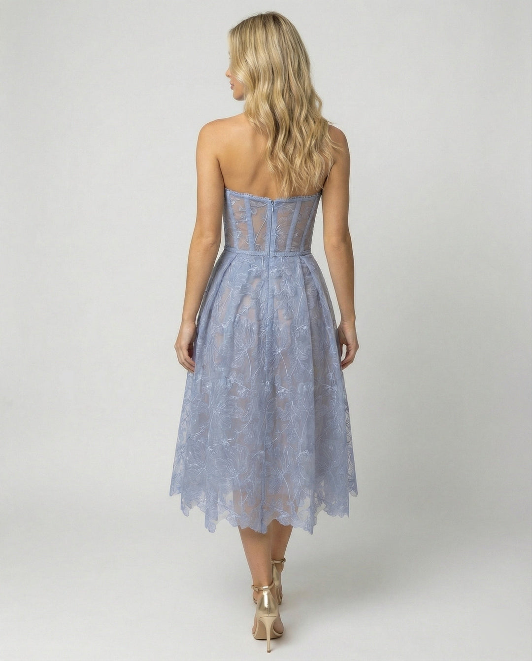 Carmen strapless lace corset midi dress – image 4