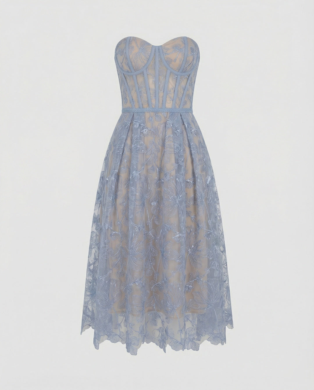 Carmen strapless lace corset midi dress – image 5