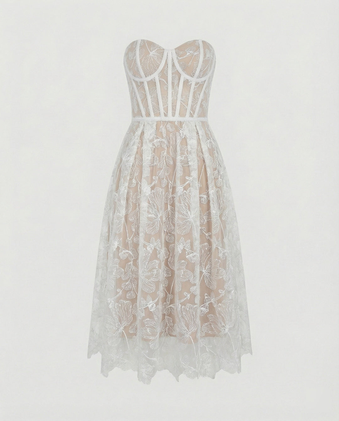 Carmen strapless lace corset midi dress – image 6