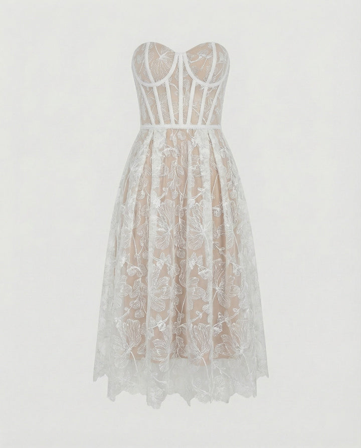 Carmen strapless lace corset midi dress – image 6