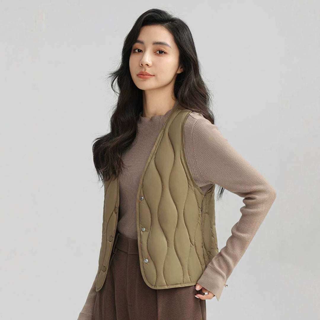 Ancilla long wave quilted gilet – image 4