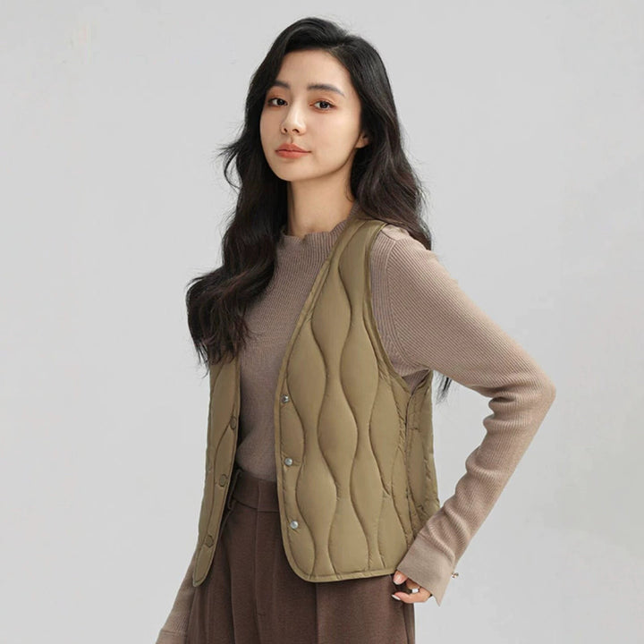 Ancilla long wave quilted gilet – image 4