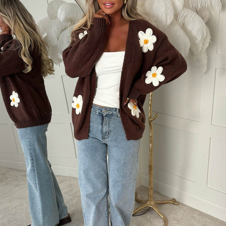 Laura oversized knit cardigan in magenta