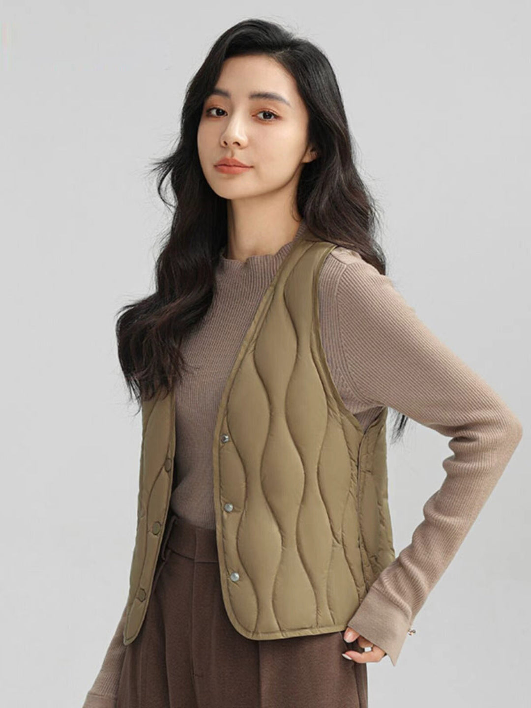Ancilla long wave quilted gilet – image 8