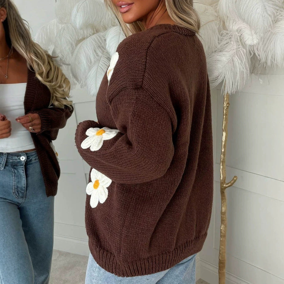 Laura oversized knit cardigan in coffee brown