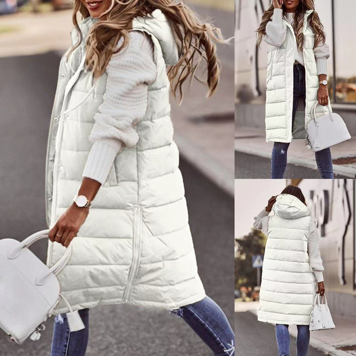 Amberley long hooded quilted gilet with pockets – image 6