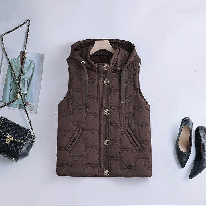 Halle quilted hooded gilet with buttons