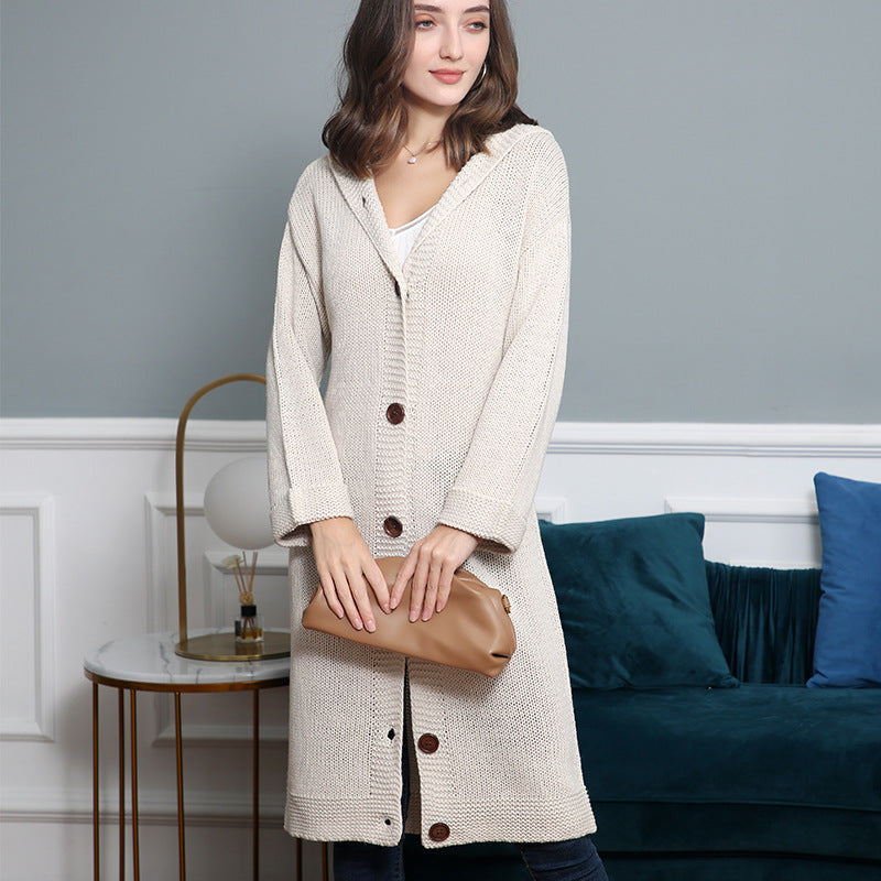 Aster longline hooded button cardigan