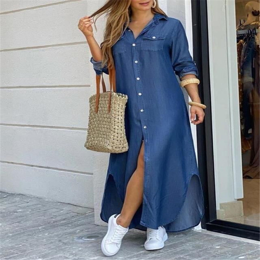 Malin floral shirt dress with side split – image 16