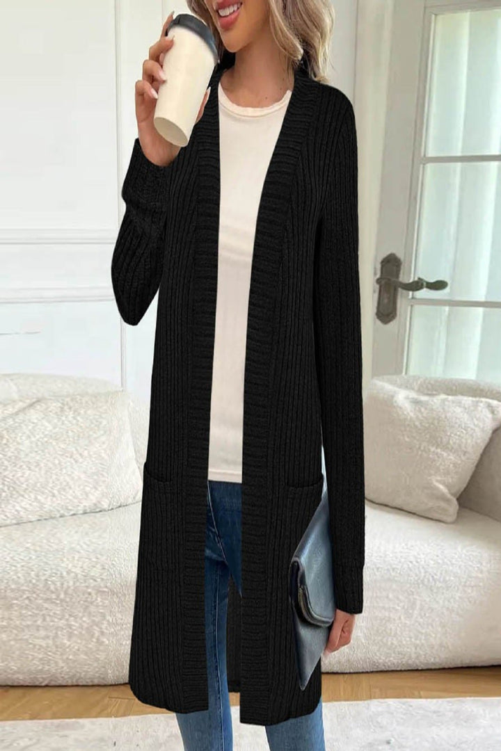 Marnie longline knit cardigan, knit texture detail