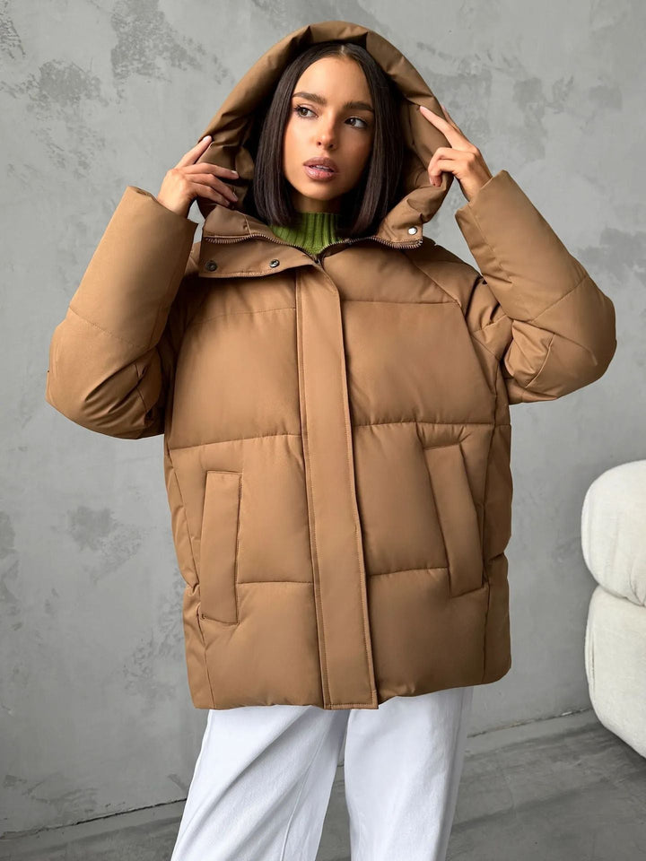 Fenella puffer jacket, hood detail