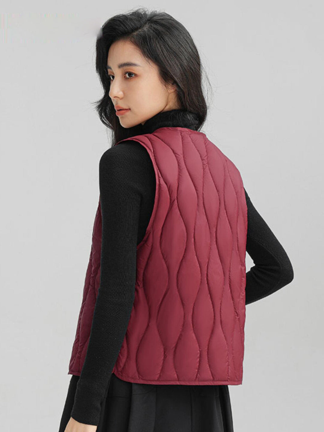 Ancilla long wave quilted gilet – image 6