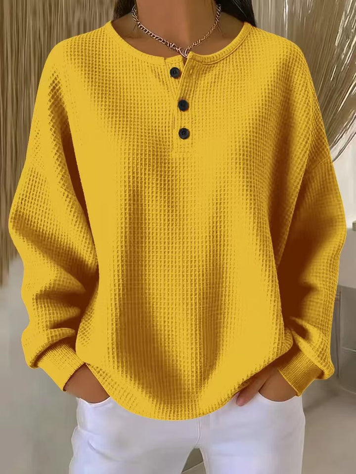 Birgit oversized waffle knit henley jumper – image 6