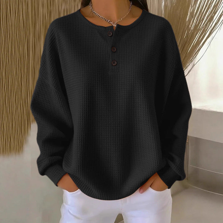 Birgit oversized waffle knit henley jumper – image 4