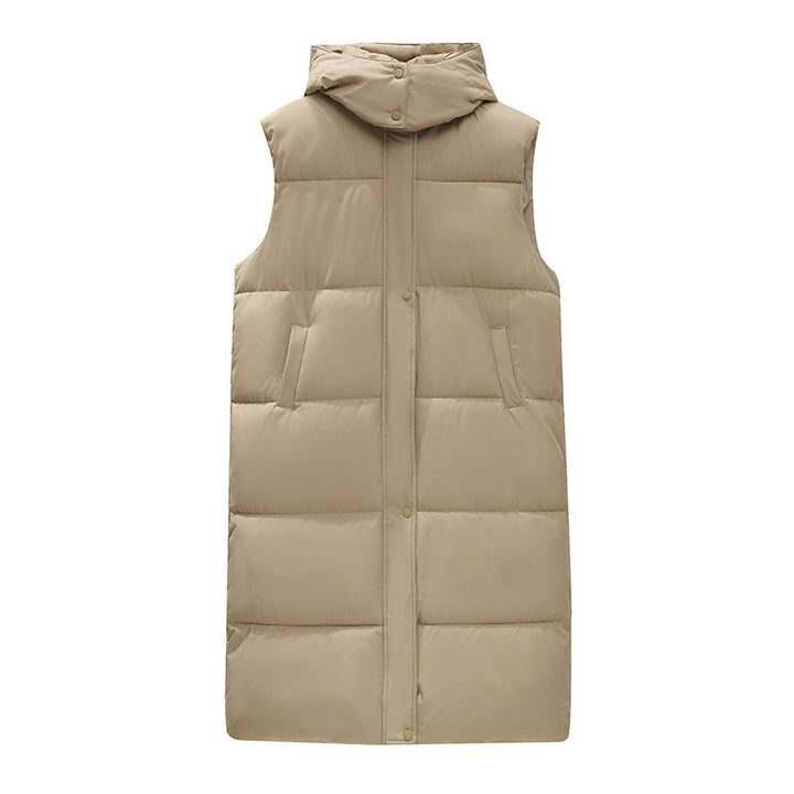 Kerensa belted long quilted gilet with hood – image 5