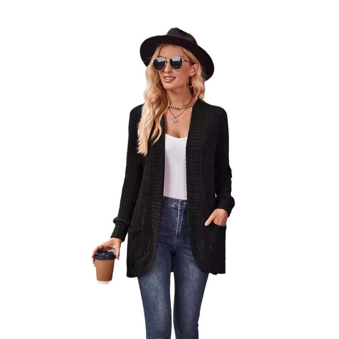 Glenys Elegant Long Ribbed Open Front Cardigan - image 5