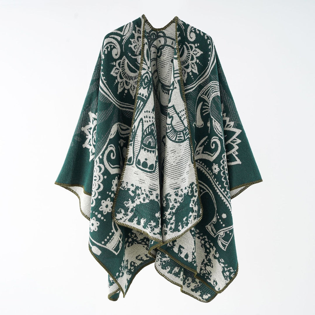 Ondine paisley knit poncho with open front – image 7