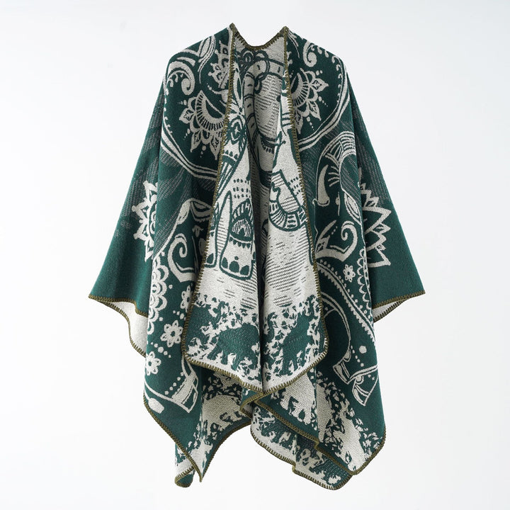 Ondine paisley knit poncho with open front – image 7