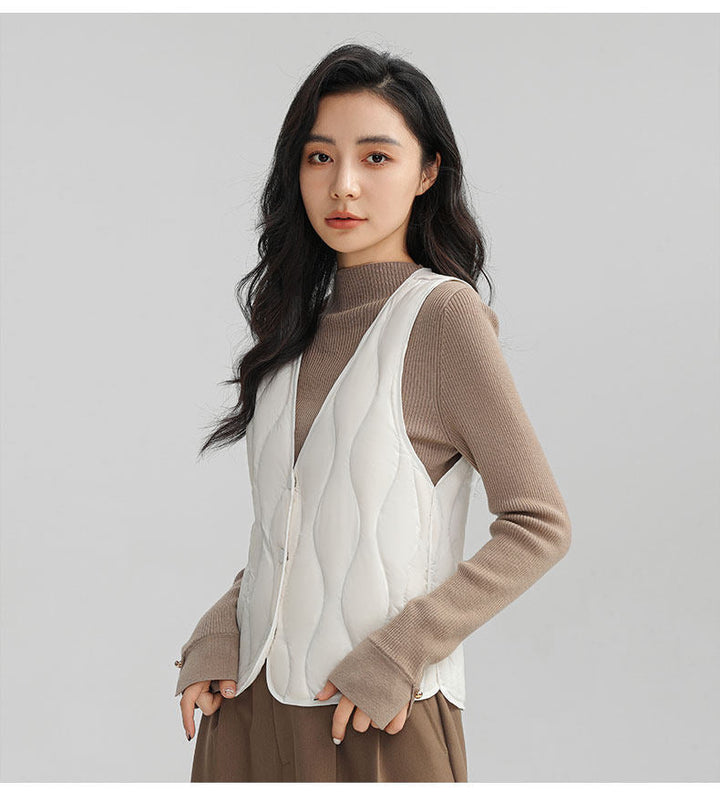 Ancilla long wave quilted gilet – image 11