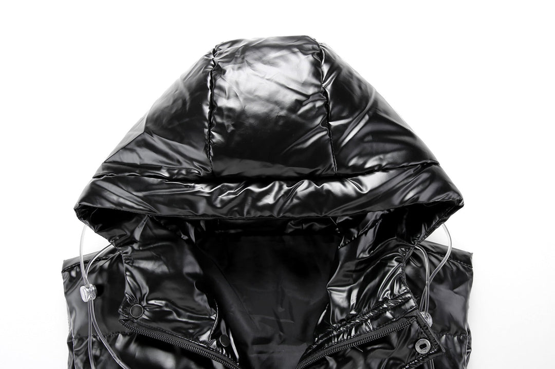 Magnolia Elegant High Shine Hooded Quilted Gilet - image 4