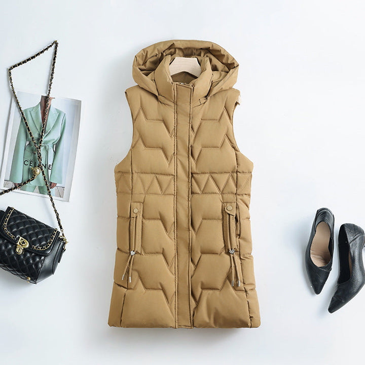 Cecily longline hooded quilted gilet