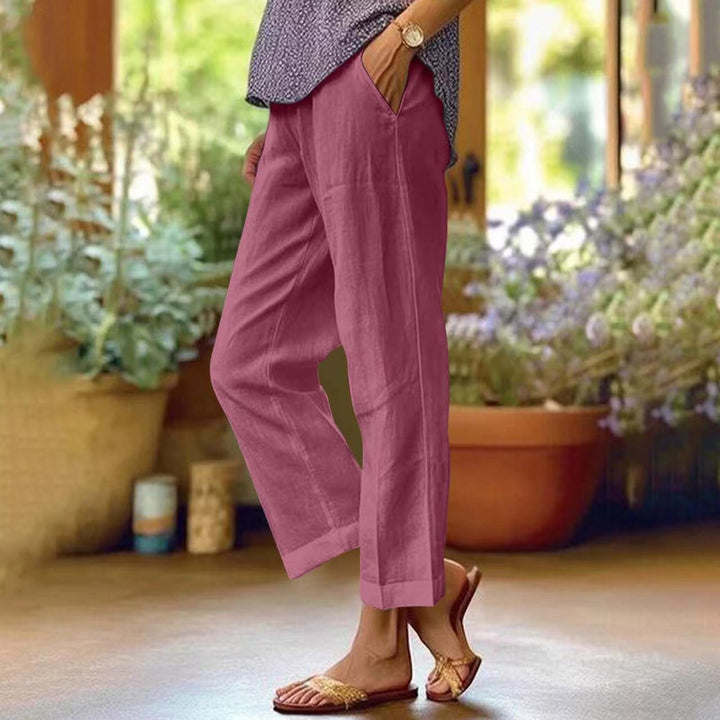 Adriana Elegant Cropped Straight Leg Linen Look Trousers - image 14