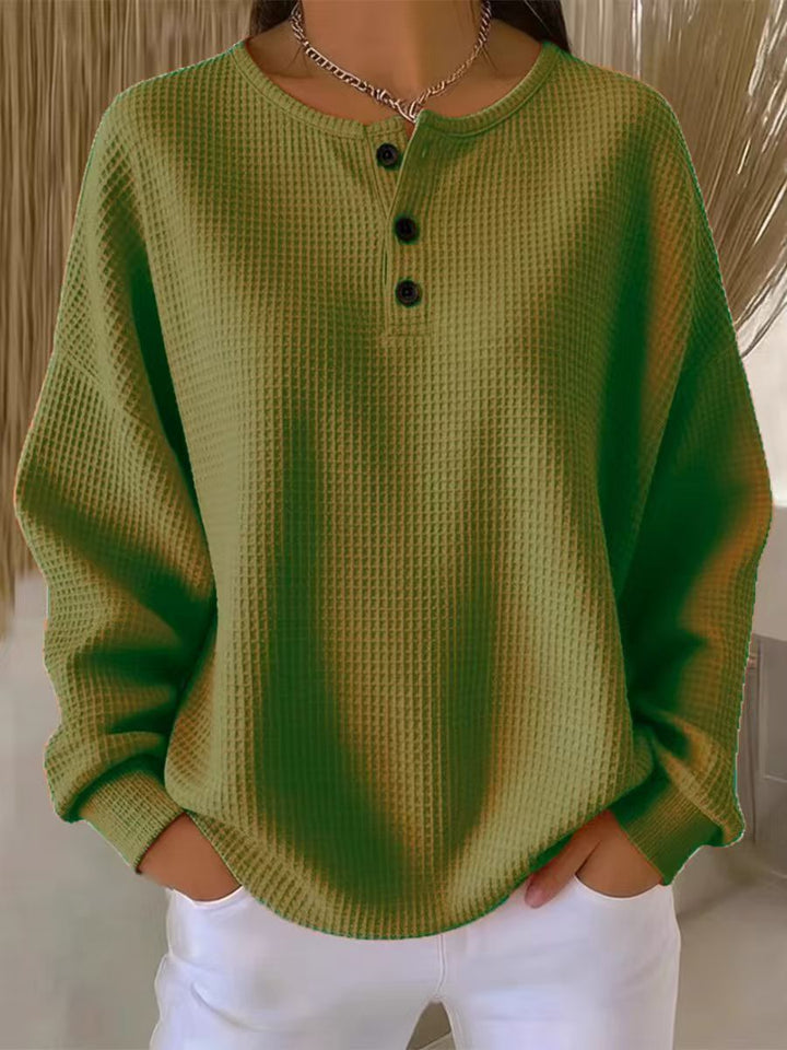 Birgit oversized waffle knit henley jumper – image 12